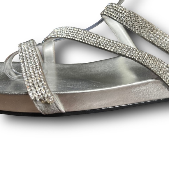 Marc Fisher • Silver Rhinestone Strappy Slide Sandal •Size 7.5 - Picture 4 of 9